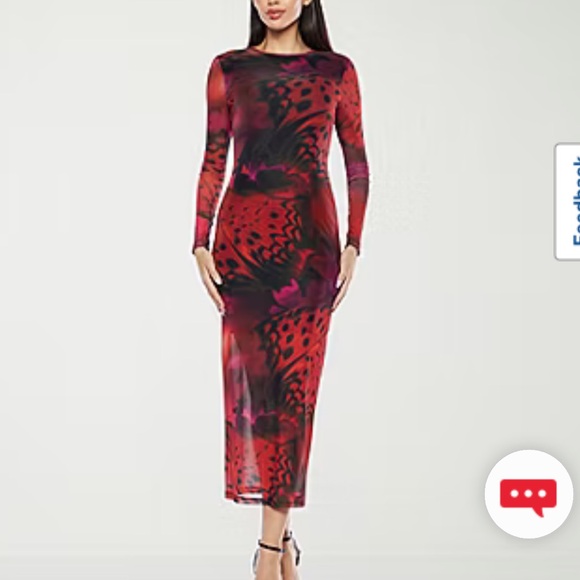Long Sleeve Midi Sheath Dress Butterfly - Picture 5 of 8